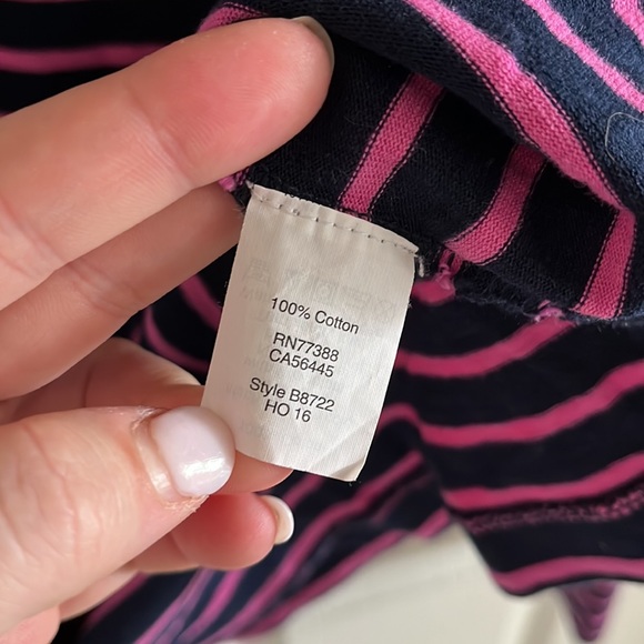 J. Crew Navy & Pink Striped Boat Neck Long Sleeve Top Size Small - Picture 5 of 5